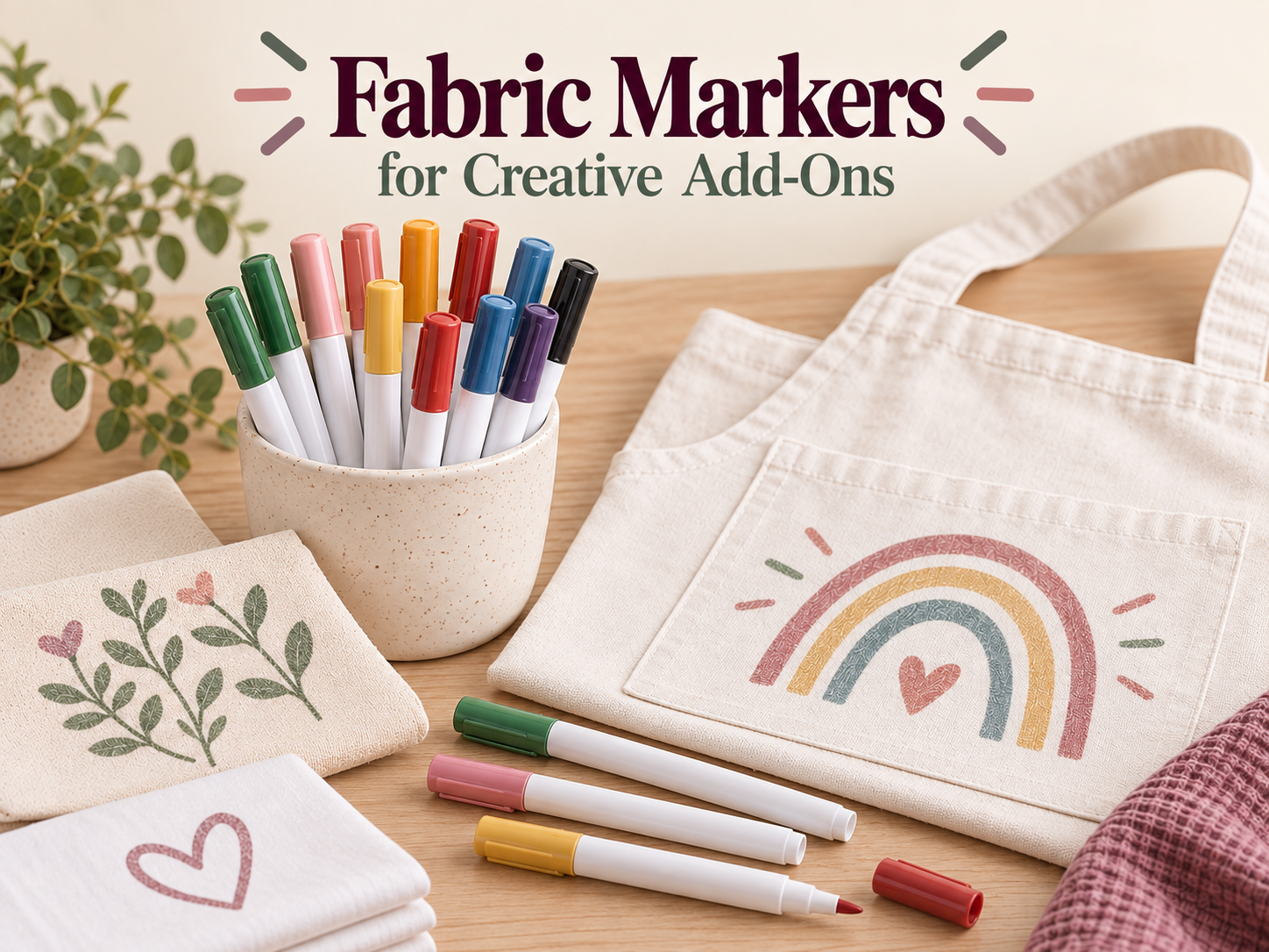 Colourful fabric markers for creative add-ons